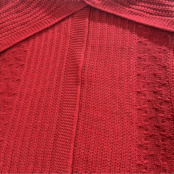 &Merci Oversized Red- Burgundy Cardigan Knitted Sweater 3/4 Sleeves Size S/M - Picture 13 of 16